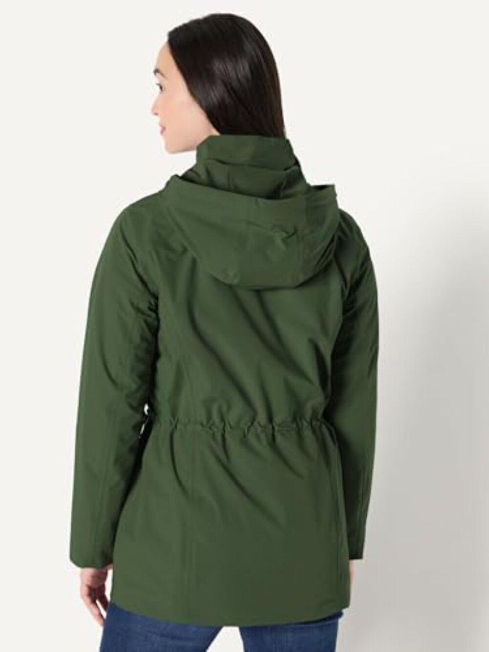 Waterproof Long Hooded Rain Jacket Relaxed Fit Women's Anorak Lightweight - Picture 3 of 7